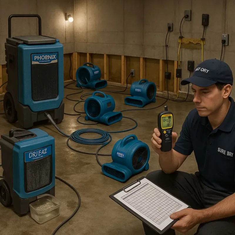 Structural Drying and Dehumidification process in Sabattus, ME